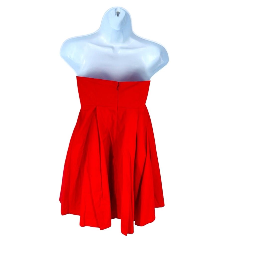 Bird & Knoll Red Follow Rico Sweetheart Mini Dress In Cotton-Poplin Nwt Size M — image 5 of 8